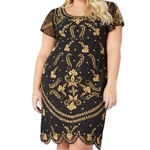 Gatsbylady London 20s Florence Flapper Dress‎ Black & Gold Size 20